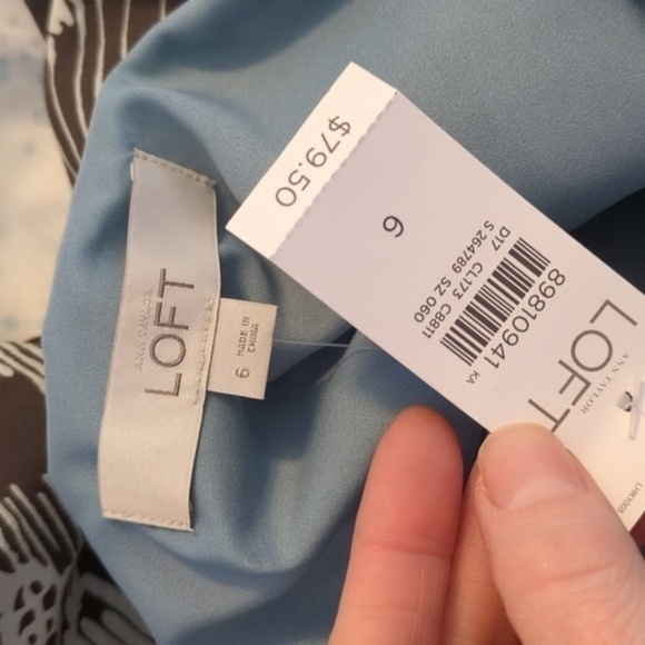 LOFT Pale Blue Lightweight Faux Wrap Dress NWT - Picture 3 of 4